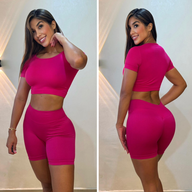 Conjunto deportivo americano para mujer: shorts de cintura alta y top corto