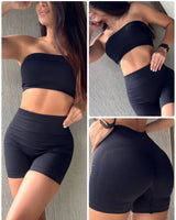 Conjunto American Fitness: shorts y top sin tirantes