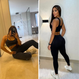 Conjunto deportivo americano para mujer: leggings de cintura alta y top de tirantes