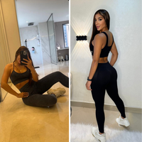 Conjunto deportivo americano para mujer: leggings de cintura alta y top de tirantes