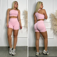 Conjunto deportivo Picapiedra para mujer: shorts de cintura alta y top asimétrico