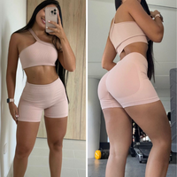 Conjunto deportivo Picapiedra para mujer: shorts de cintura alta y top asimétrico