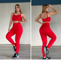Conjunto deportivo americano para mujer: leggings de cintura alta y top de tirantes