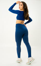 TOP SEAMLESS MANGA LARGA AZUL OSCURO