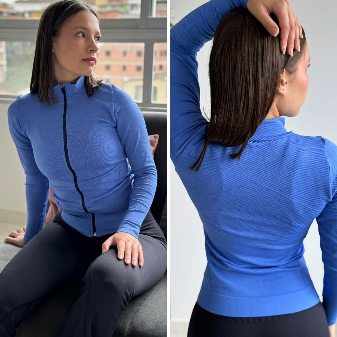 Chaqueta deportiva sin costuras con cremallera