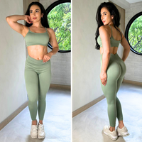 Conjunto deportivo americano para mujer: leggings de cintura alta y top de tirantes